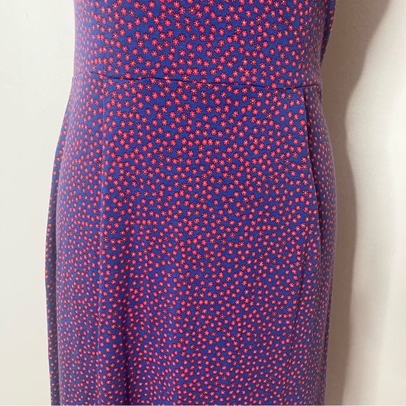 Boden Women’s Blue Red Floral Print Sleeveless Sheath Jersey Midi Dress Sz 6R - Picture 4 of 10